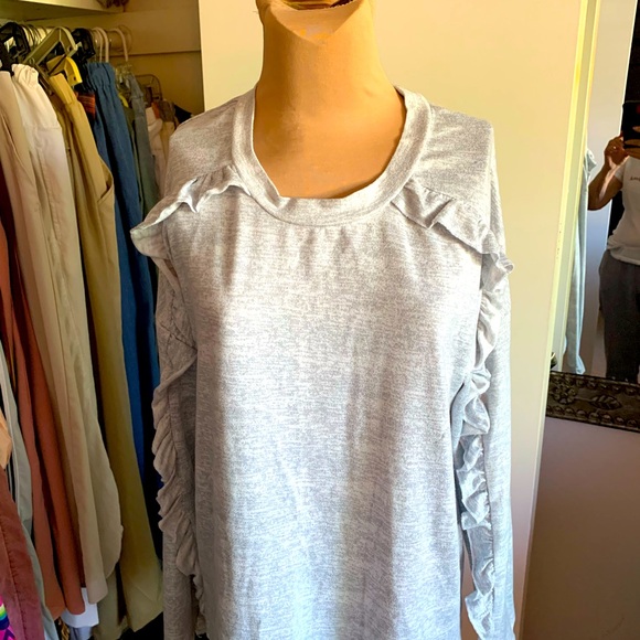 TEE SHIRT RHFFLE DOWN SLEEVE LIJE NEW SIZE MED - Picture 1 of 5